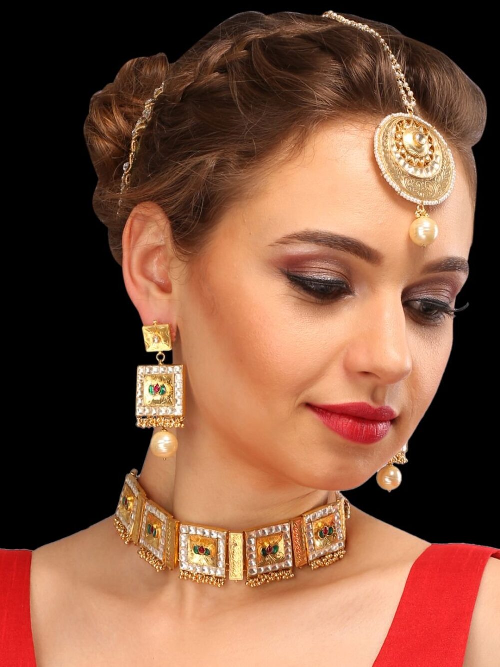 BUY Exclusive Choker Style Antique Necklace Set For Bride