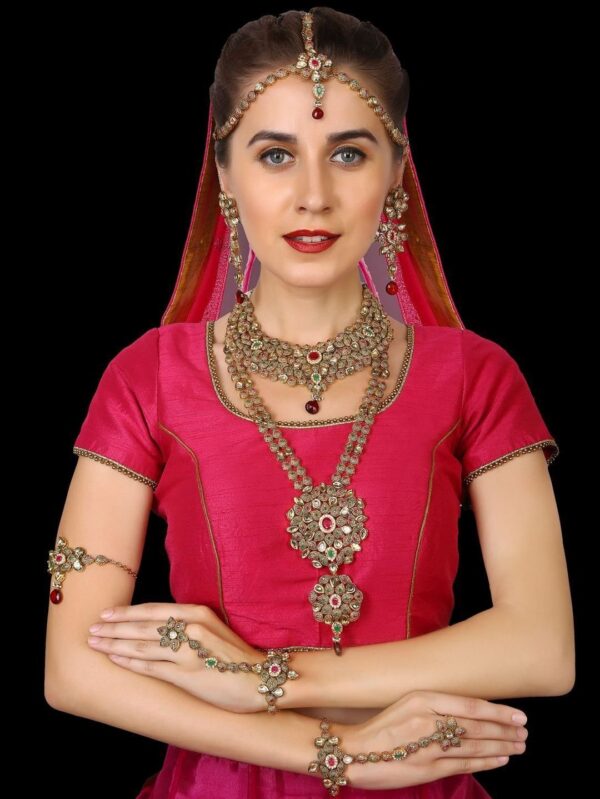 Buy Unique Semi Gold Polished Antique Kundan Jewelry for Bride - Image 13