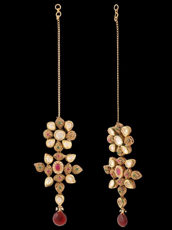 Buy Unique Semi Gold Polished Antique Kundan Jewelry for Bride - Image 10