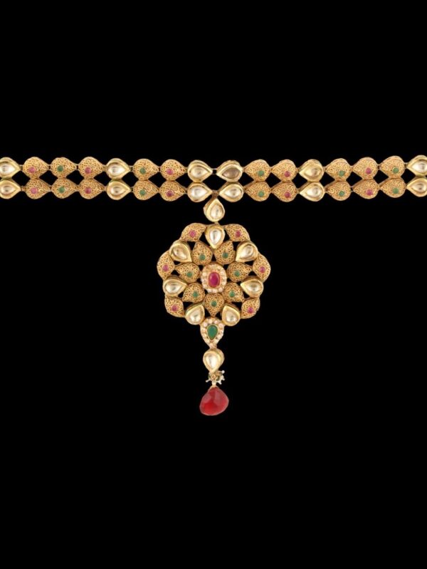 Buy Unique Semi Gold Polished Antique Kundan Jewelry for Bride - Image 5