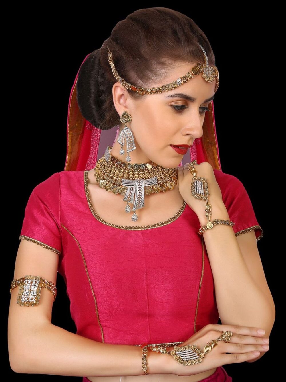 Buy Timeless Treasures Trellis American Diamond Necklace Set - Image 8