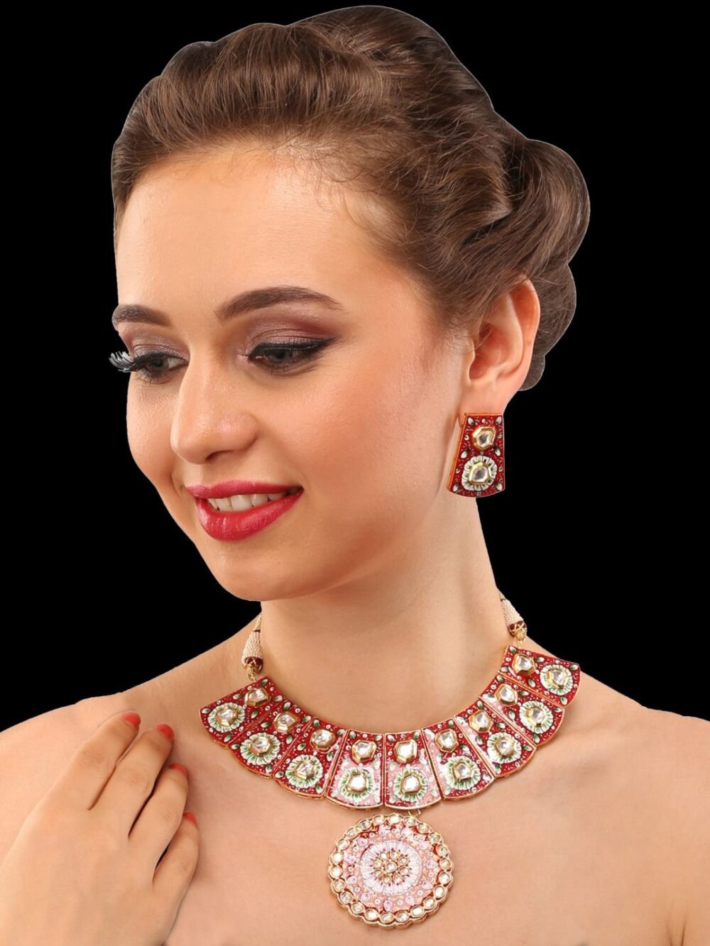 Traditional Micro Gold Polished Nath Polki/Kundan N293CON - Image 2