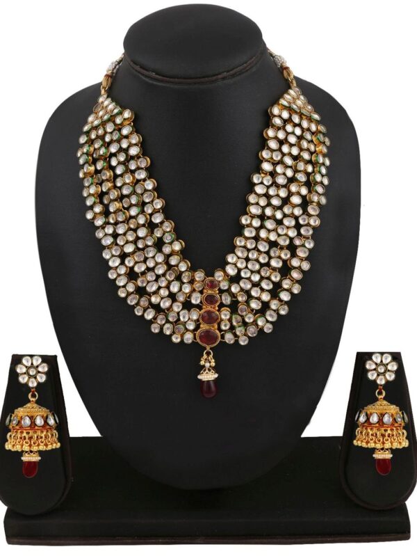 Buy Red Dazzling Kundan Bridal Jadau Set