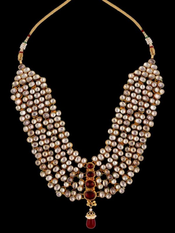 Buy Red Dazzling Kundan Bridal Jadau Set - Image 3