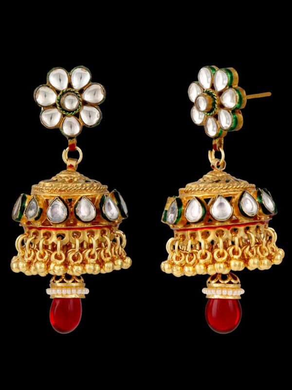 Buy Red Dazzling Kundan Bridal Jadau Set - Image 4