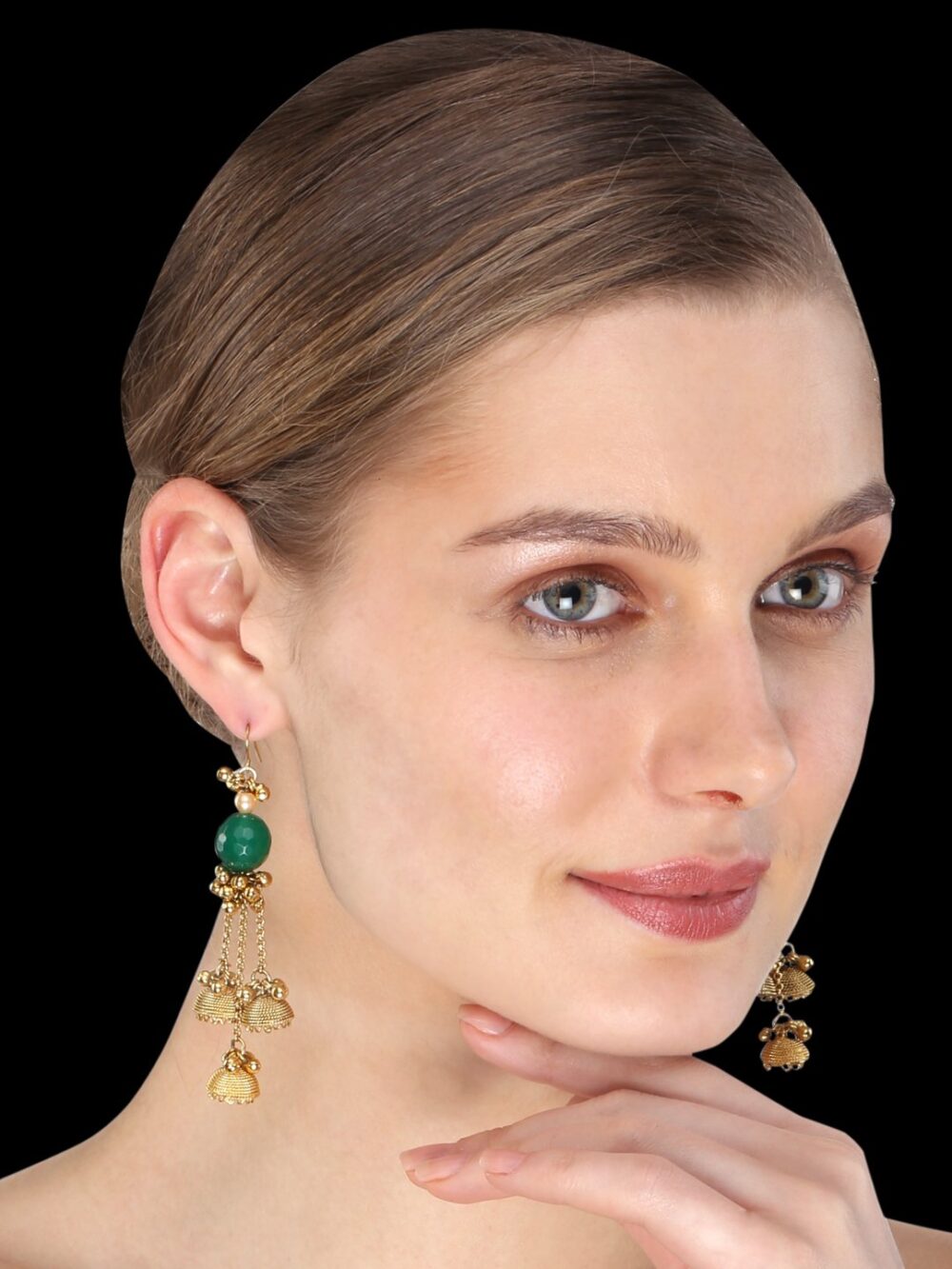 Traditional Micro Gold Polished Semi Precious Stone Earrings for Women. EAR956C