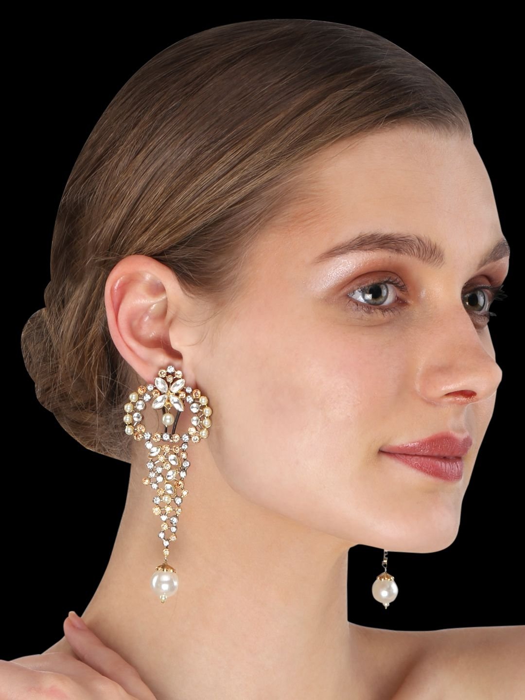 CZ/AD earrings with rhodium polish