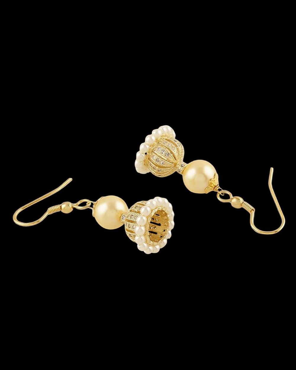 Women Real Look, Traditional Micro Gold Polished Semi Precious Polki/Kundan Chandbali Earrings for - Image 5