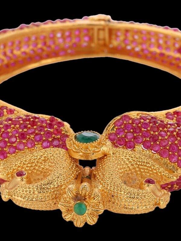 Ruby Pink Peacock Neck Shaped Bangle - Image 5