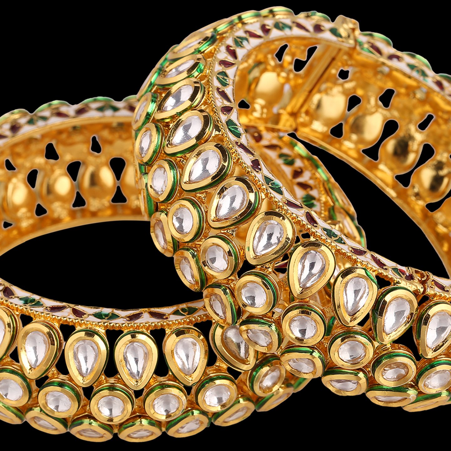 Kada Shaped Broad Studded Bangles - Image 4