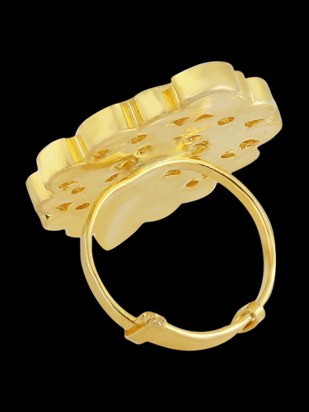 Leaf Shaped Kundan Studded Finger Ring - Image 6