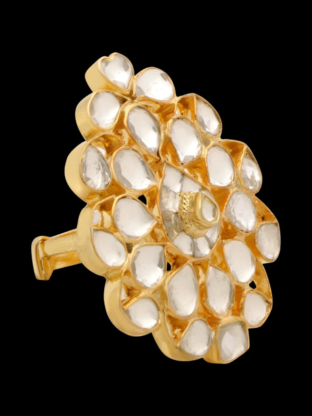 Dew drop shaped Kundan Finger Ring - Image 5