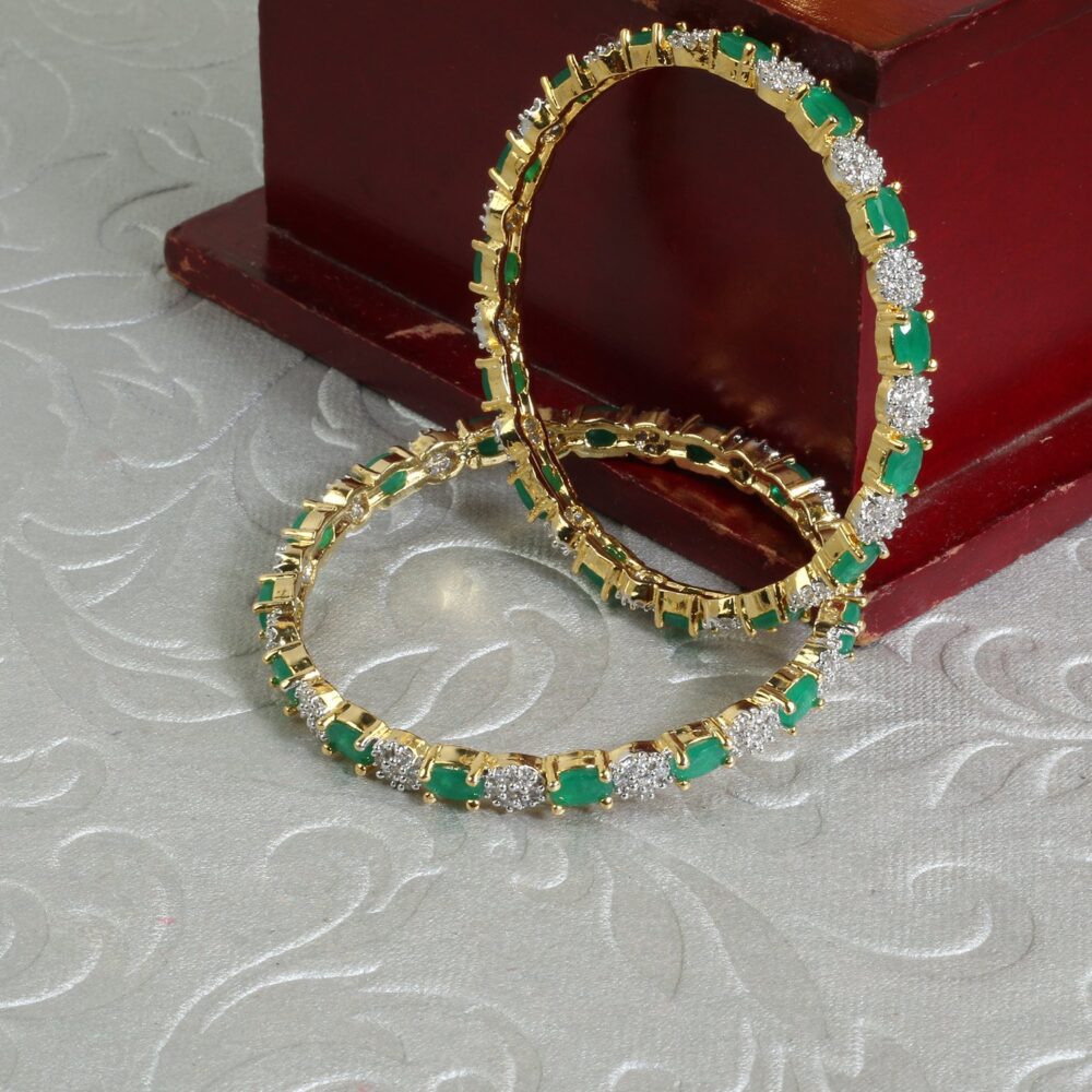 cz/ad and emerald bangles