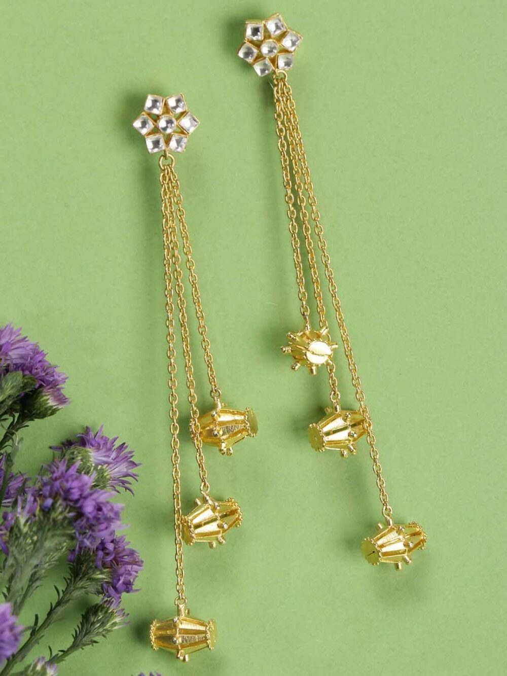 Indian Traditional American Diamond Earrings - Image 5
