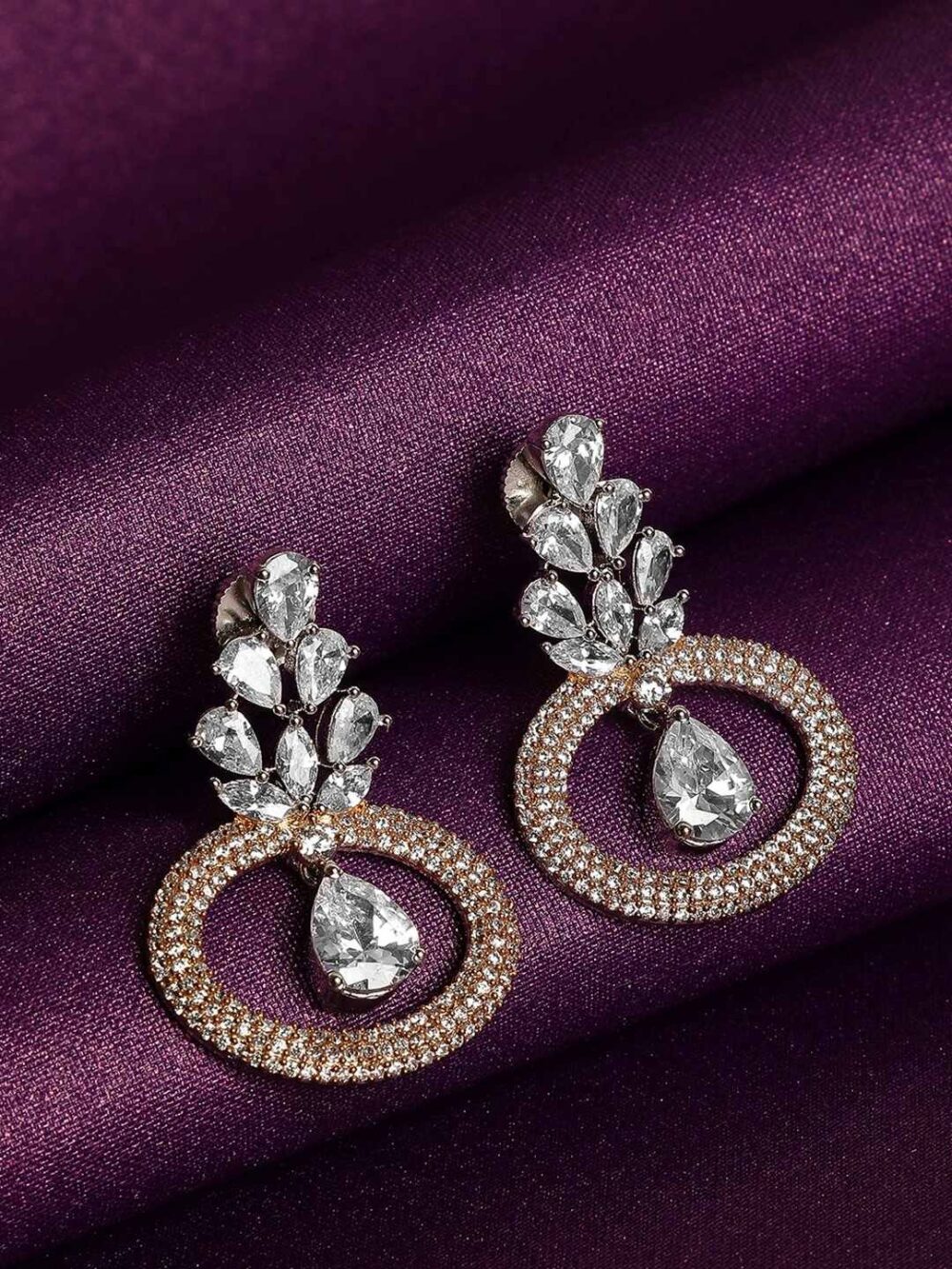 Topaz and green coloured kundan chandbali earrings with zumkis