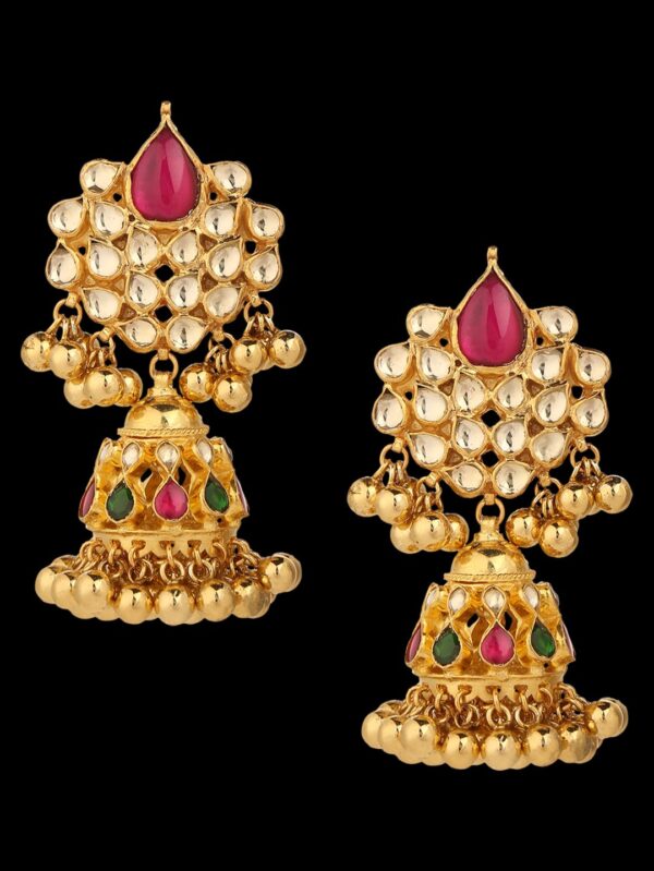 Traditional Micro Gold Polished American Diamond Earrings for Women. EAR835ON - Image 3