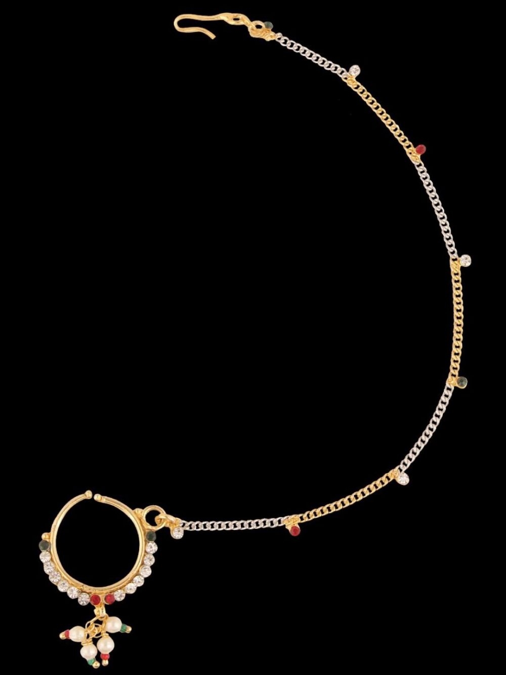 Buy Traditional Micro Gold Polished Semi Precious Polki/Kundan & American diamond Bridal Set - Image 3