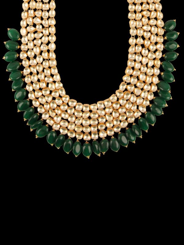 Traditional Micro Gold Polished Semi Precious Kundan/Polki Necklace Set for Women - Image 5