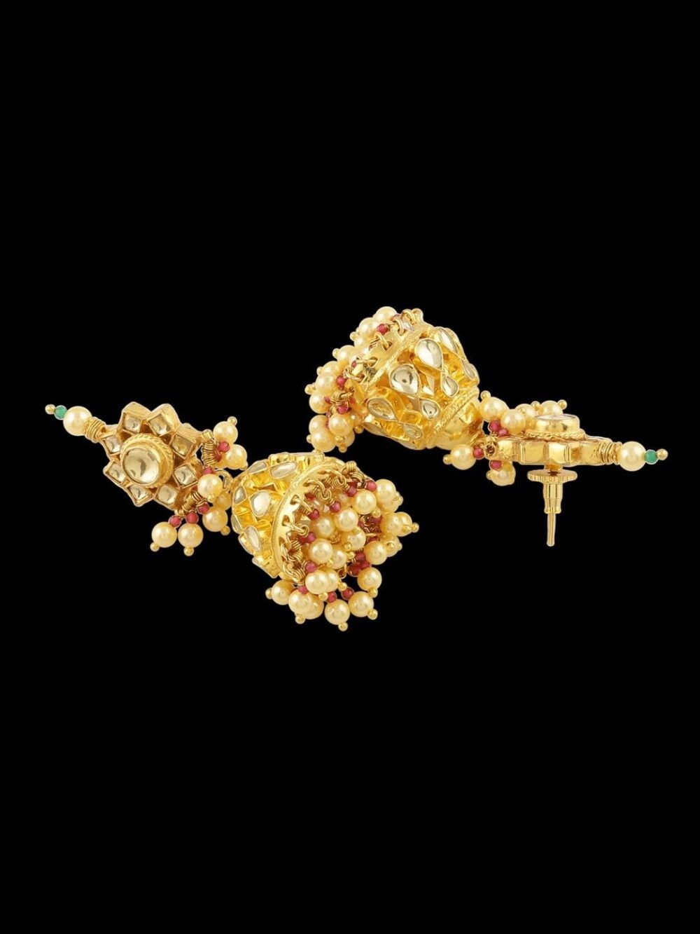 Fancy Micro Gold Polished Semi Precious Kundan, Coloured Beads & Pearl Necklace set for women. - Image 4