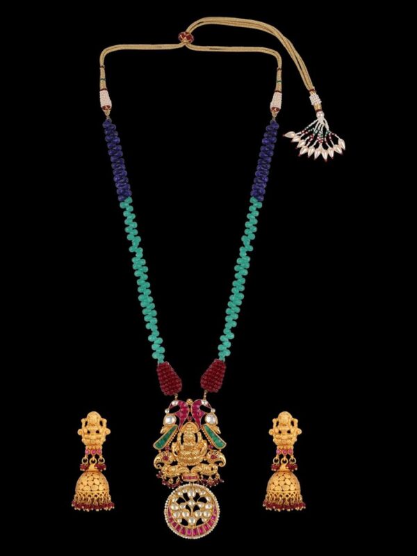 Buy Simple Two Color Moti Style Kundan Bridal Vilandi Jewelry Set - Image 4