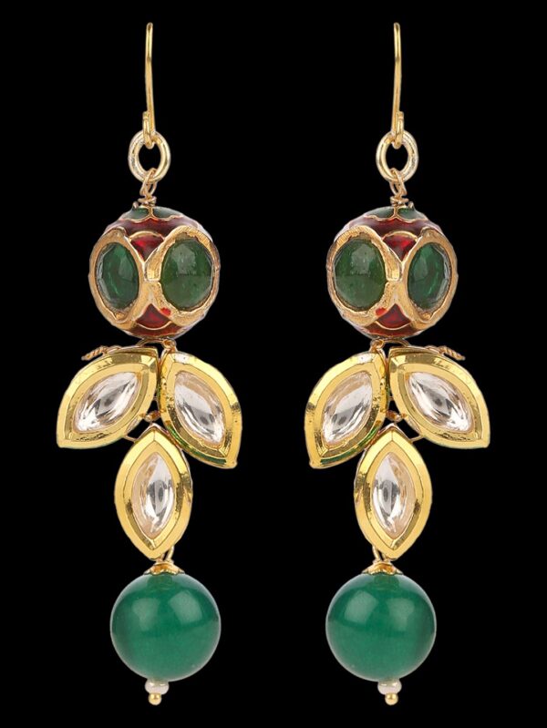 Fancy Micro Gold Polished Semi Precious Kundan, Coloured Beads & Pearl Necklace set K1 - Image 5