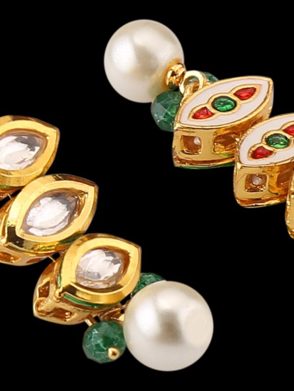 Fancy Micro Gold Polished Semi Precious Kundan & Coloured Beads Necklace set K1293ON - Image 7