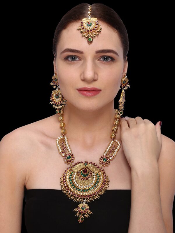 Buy Incredible Antique Traditional Vilandi/ Polki/ Kundan Jewelry Set - Image 9