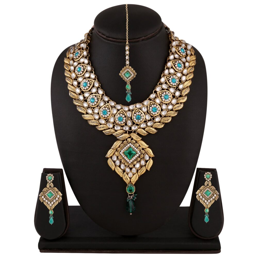 Buy Emerald Coloured Stone Semi Precious Jewellery - Image 2