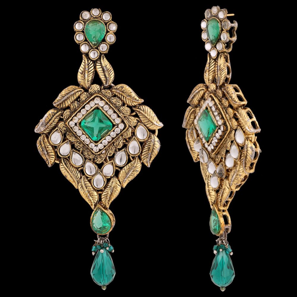 Buy Emerald Coloured Stone Semi Precious Jewellery - Image 4