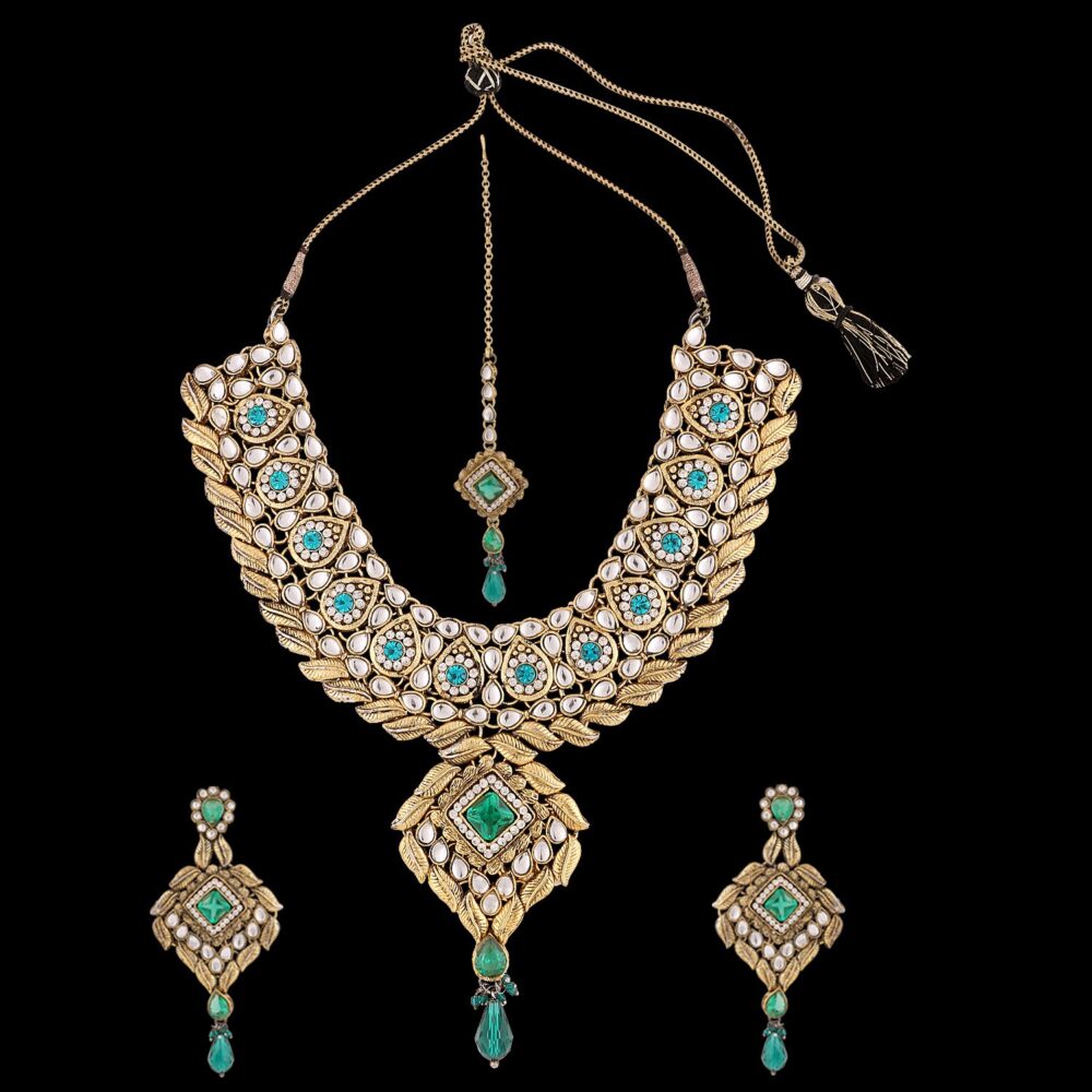 Buy Emerald Coloured Stone Semi Precious Jewellery - Image 7