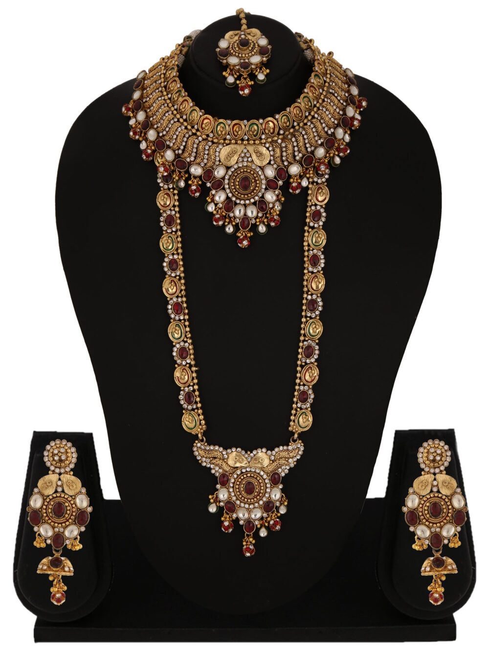 Buy Brown Color Gold Finished Bridal Jewelry Set