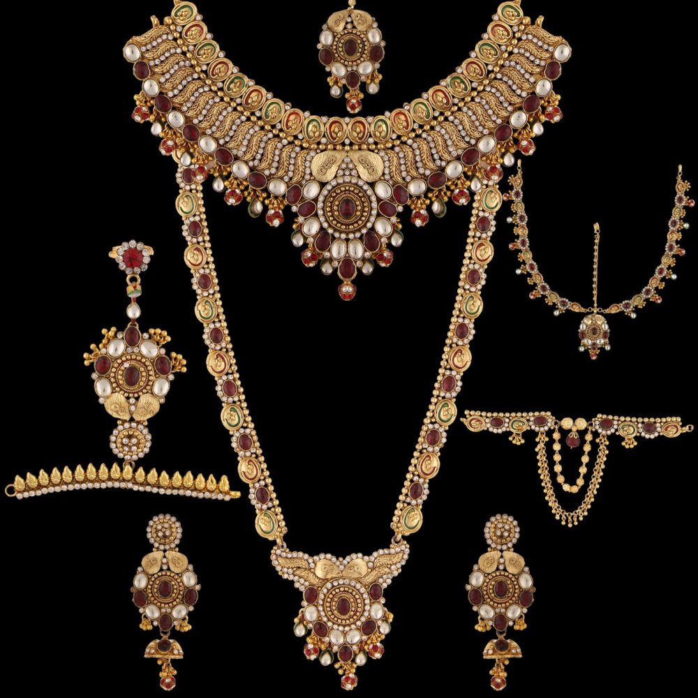 Buy Brown Color Gold Finished Bridal Jewelry Set - Image 3