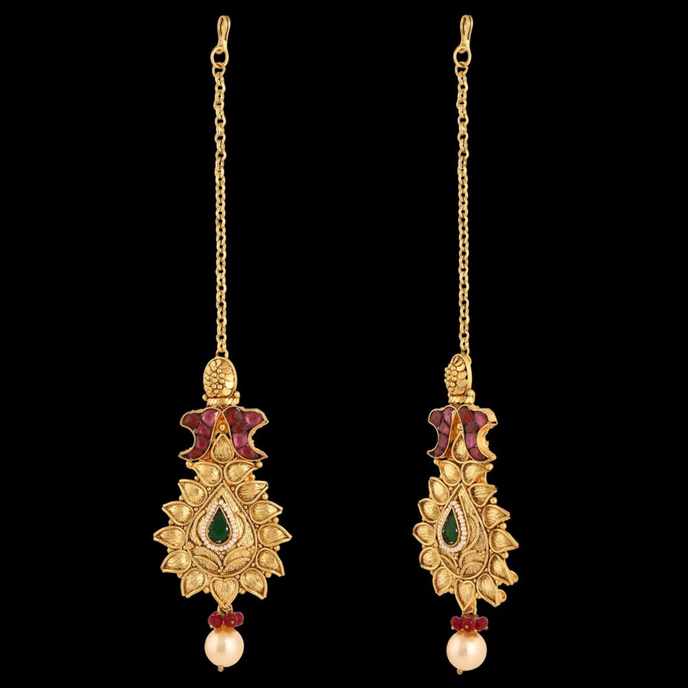 Buy Rare Exclusive Designer Gold Polished Jewelry Set For Bride - Image 7