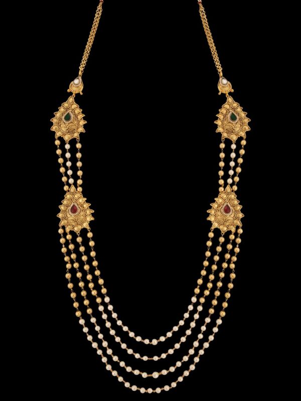 Buy Rare Exclusive Designer Gold Polished Jewelry Set For Bride - Image 3