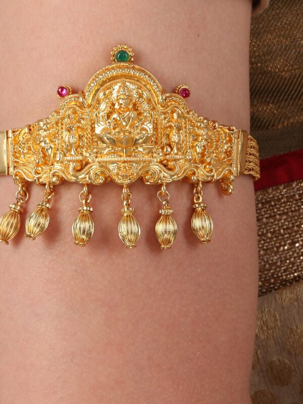 Buy Dark Pink Color Designer Gold Polished Antique Bridal Jewelry - Image 7