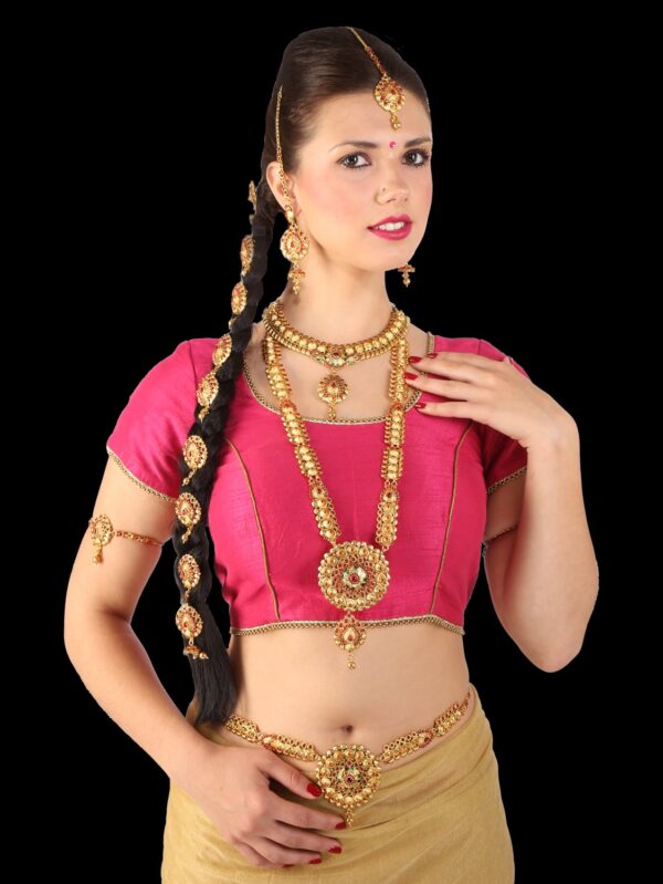 Buy Semi Gold Polished Antique Designer Bridal Jewelry - Image 11