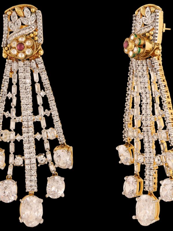 Gold-Polished Cubic Zirconia Bridal Set with Necklace Choker, Earrings, and Maang Tikka - Image 6