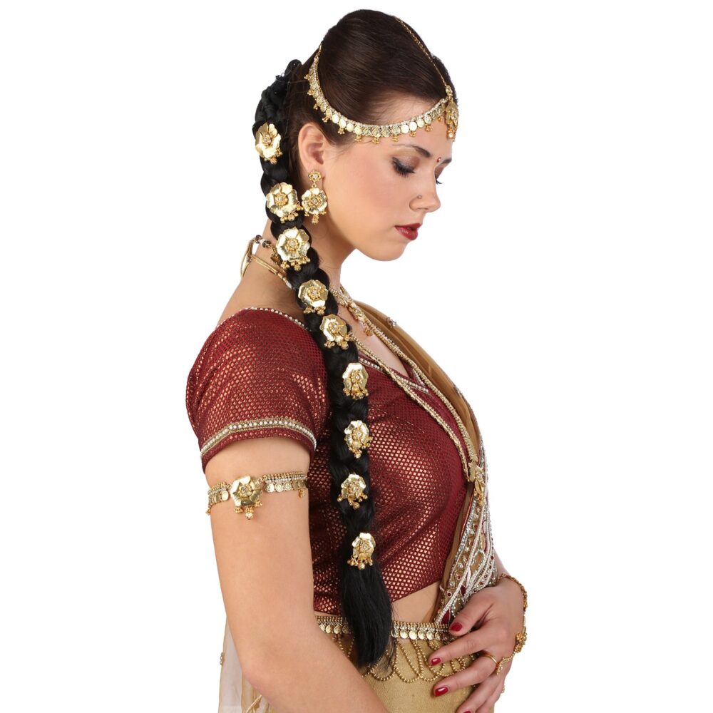 Buy Mini Flower Petal Design Antique Gold Finished Bridal Jedwelry - Image 11