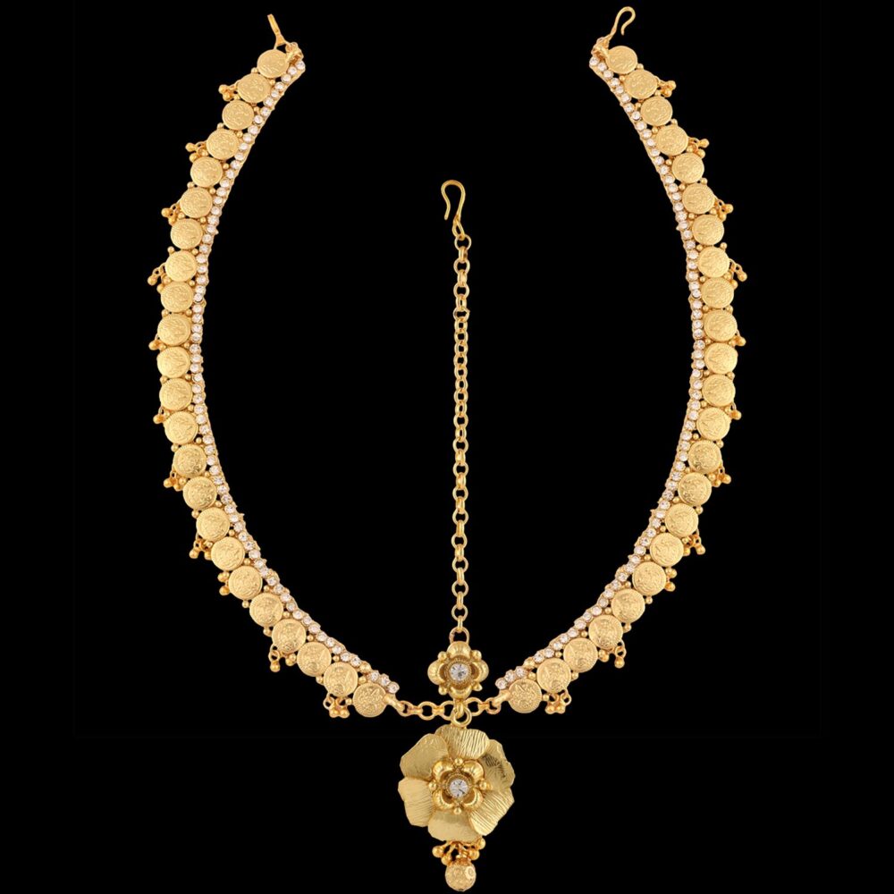 Buy Mini Flower Petal Design Antique Gold Finished Bridal Jedwelry - Image 2