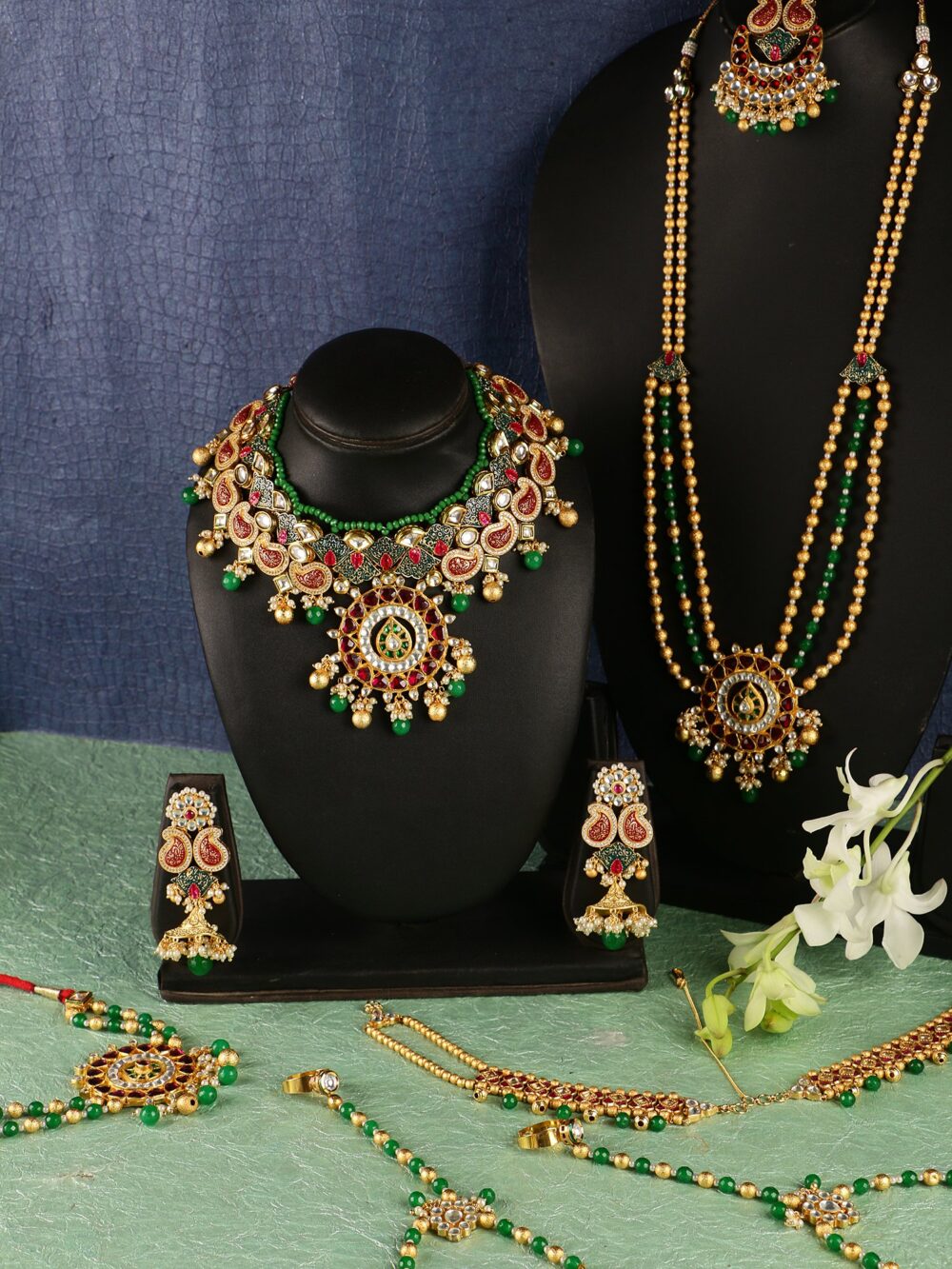Pink Colour traditional kundan tikka with moti damini