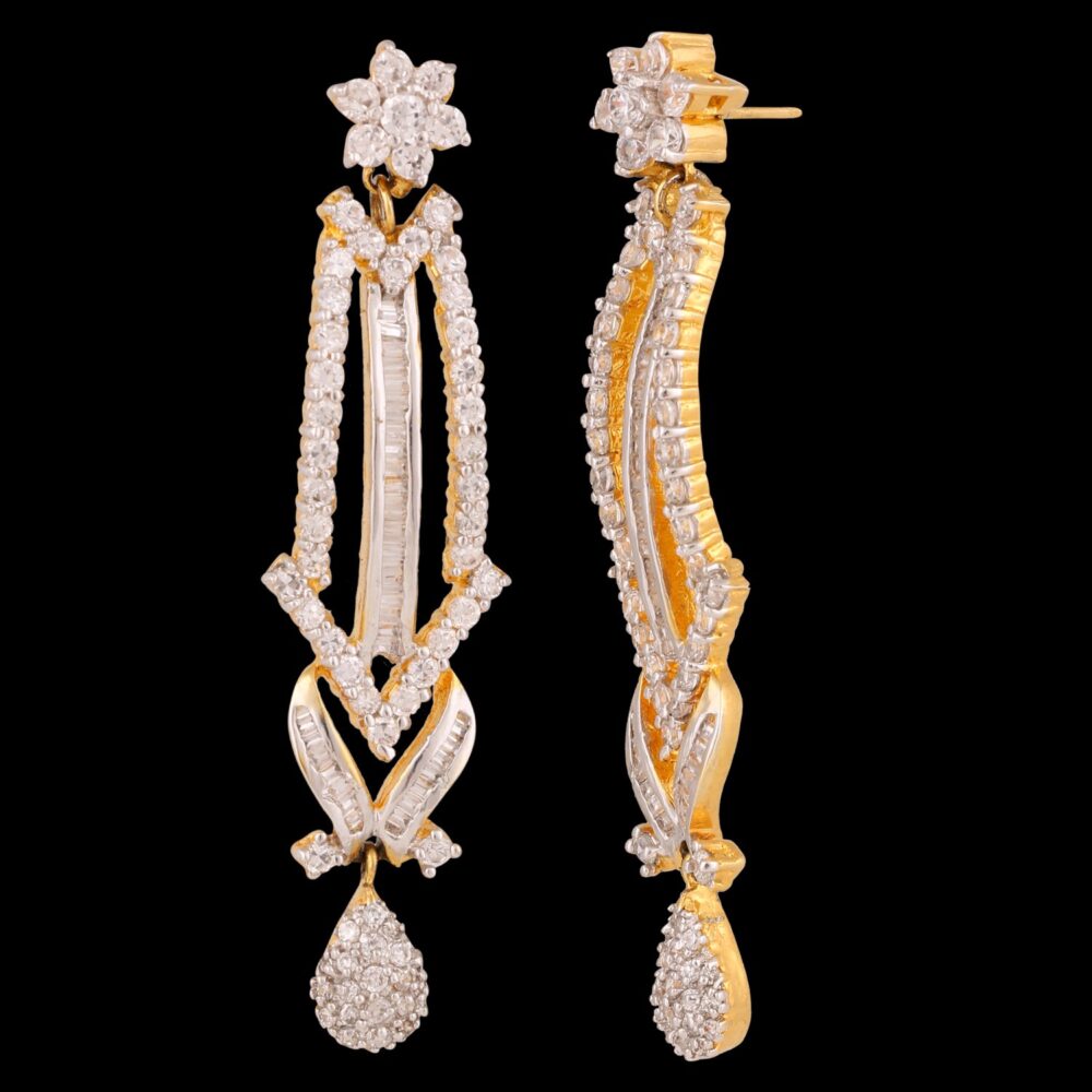 Buy Midnight Sparkle American Diamond Necklace Set - Image 3