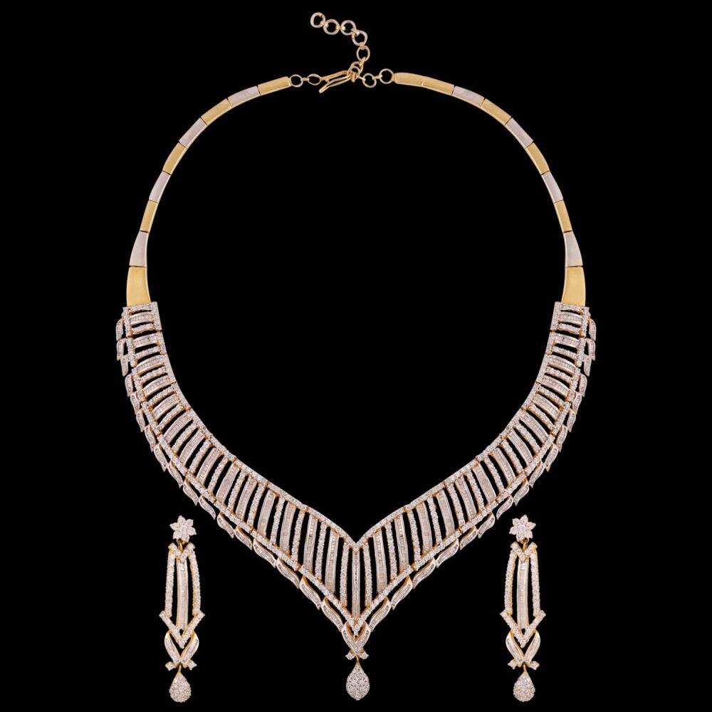 Buy Midnight Sparkle American Diamond Necklace Set - Image 5