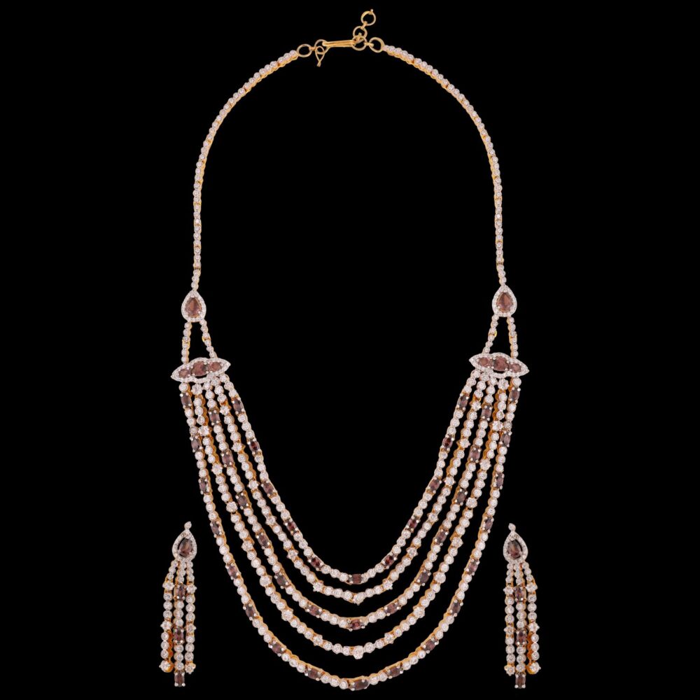 Buy Celestial Serenade American Diamond Necklace Set - Image 5
