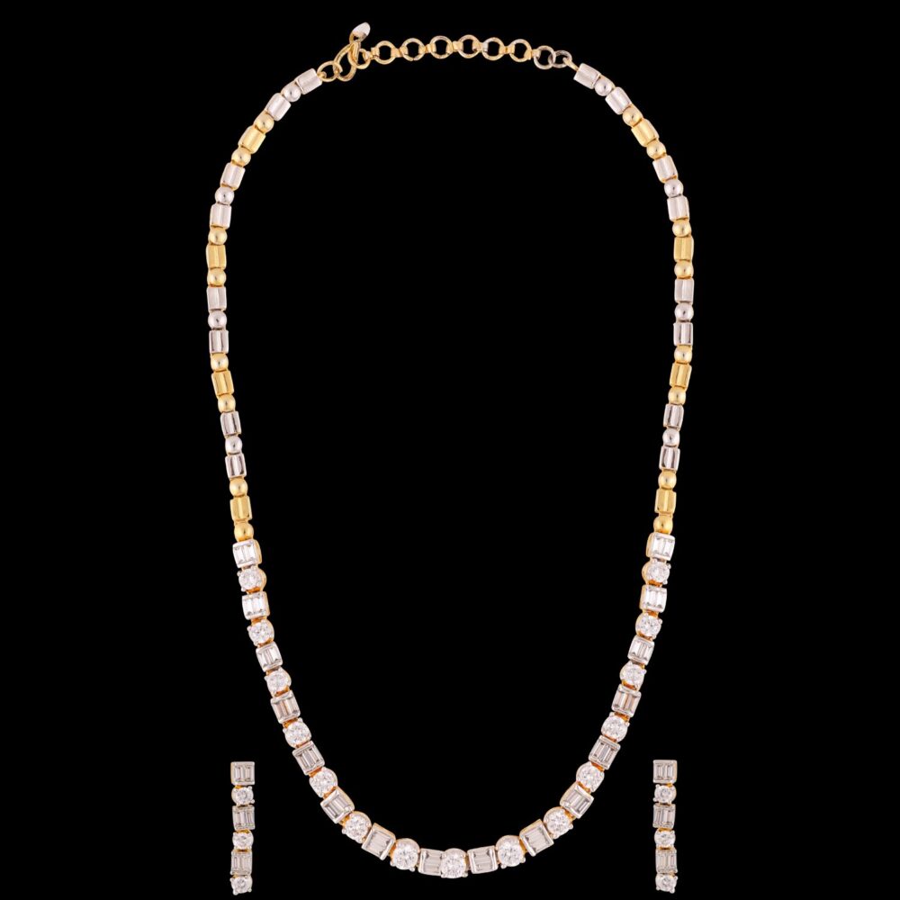 Buy Crystal Crowned American Diamond Necklace Set - Image 5