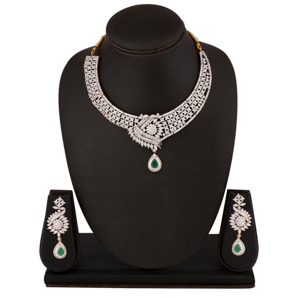Buy Shimmering Nightfall American Diamond Necklace Set