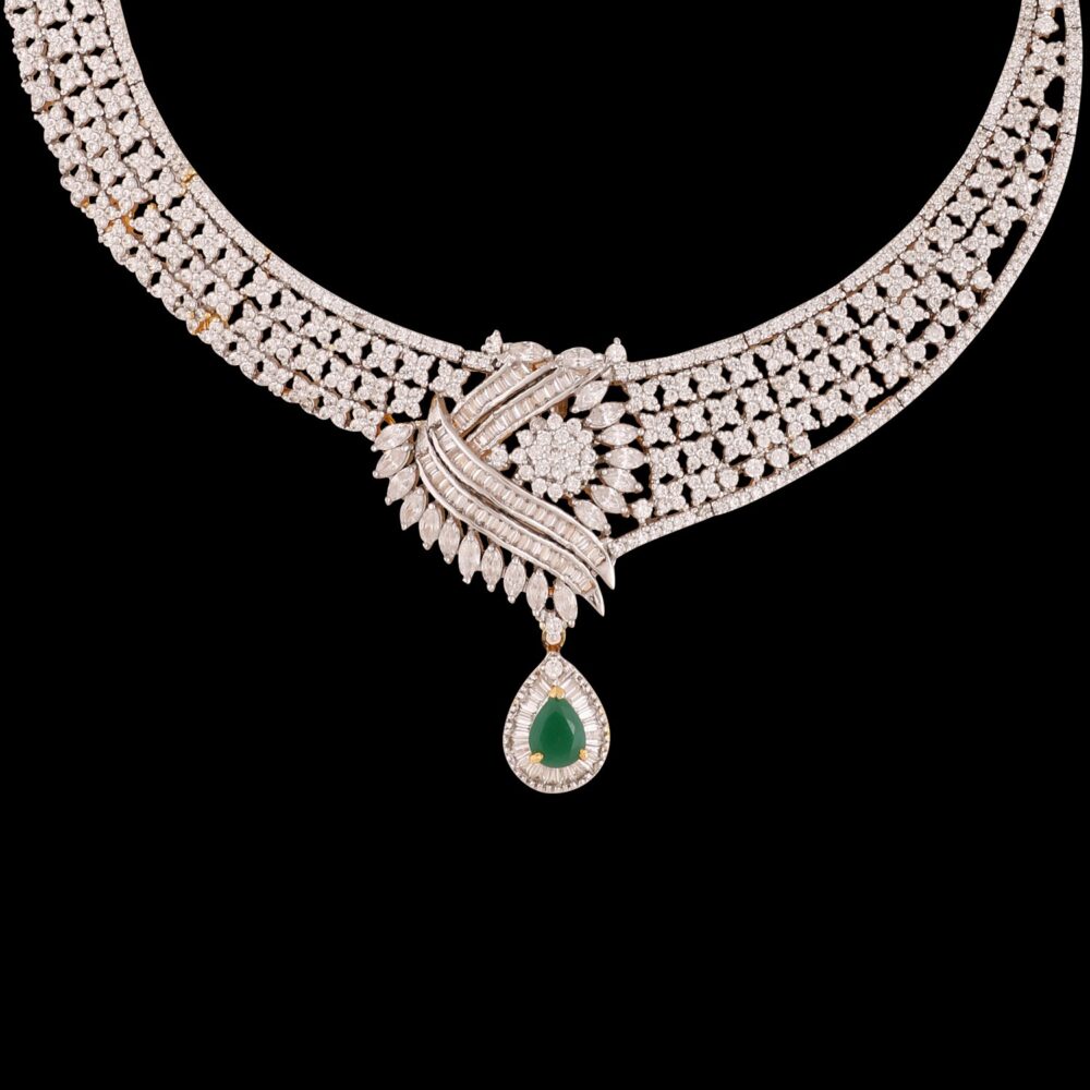 Buy Shimmering Nightfall American Diamond Necklace Set - Image 3