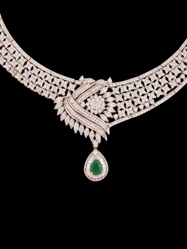 Buy Shimmering Nightfall American Diamond Necklace Set - Image 3