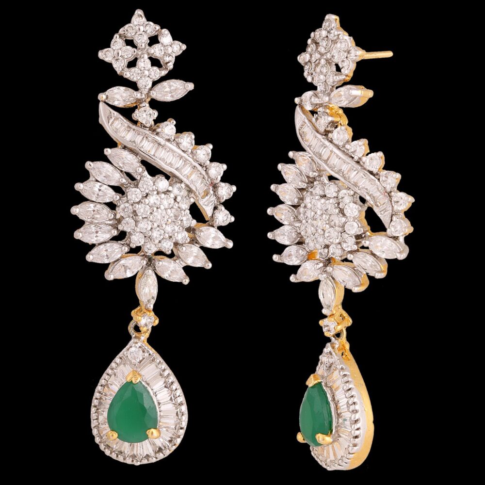 Buy Shimmering Nightfall American Diamond Necklace Set - Image 4