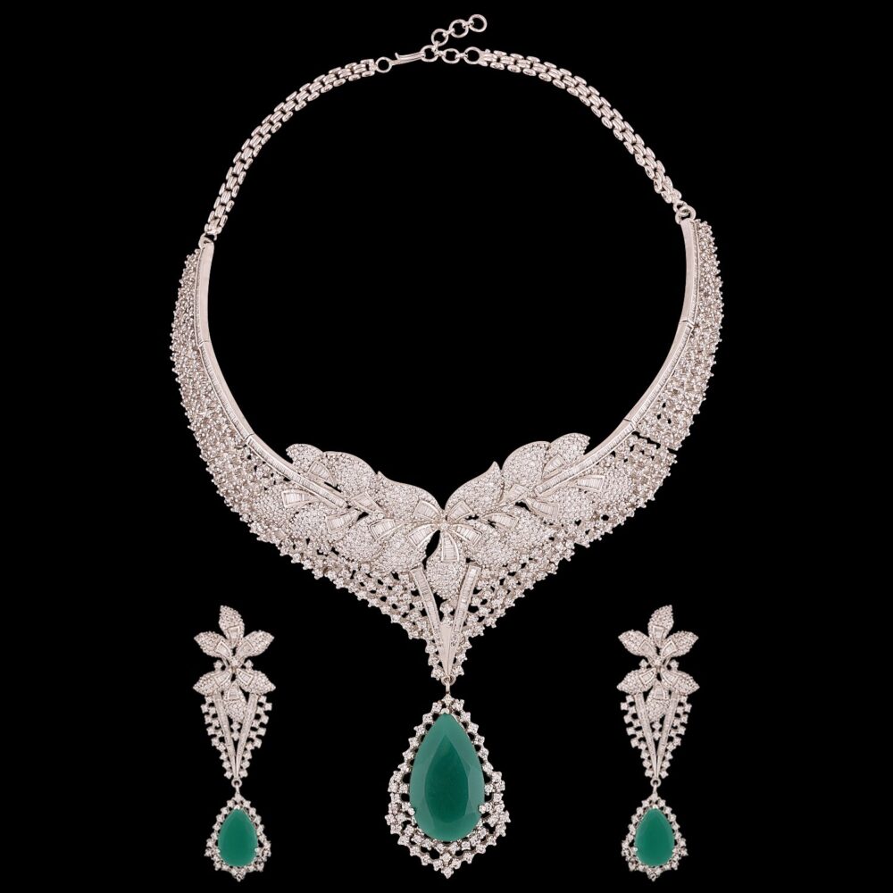 Buy Sparkling Starlight American Diamond Necklace Set - Image 6