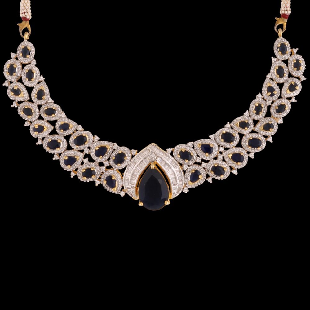Buy Divine Diamond Dazzle American Diamond Necklace Set - Image 3
